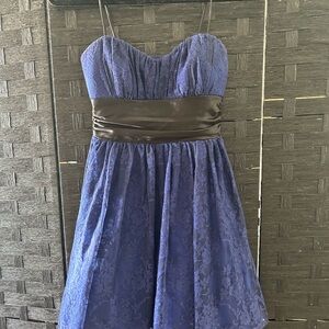 Speechless Strapless Blue Lace Dress with Black Sash